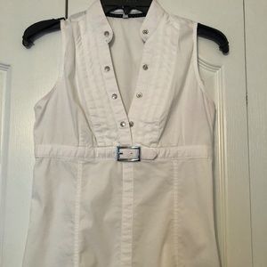 White sleeveless top